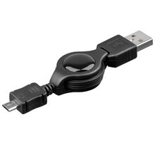 PremiumCord kabel USB-A - microUSB, M/M, navíjecí, 0.8m, černá