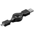 PremiumCord kabel USB-A - microUSB, M/M, navíjecí, 0.8m, černá_251800176