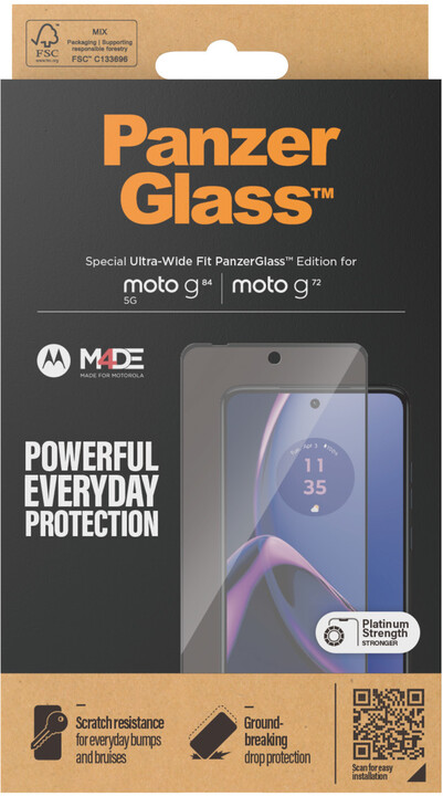 PanzerGlass ochranné sklo pro Motorola Moto G84/G72, Ultra-Wide Fit_801325248