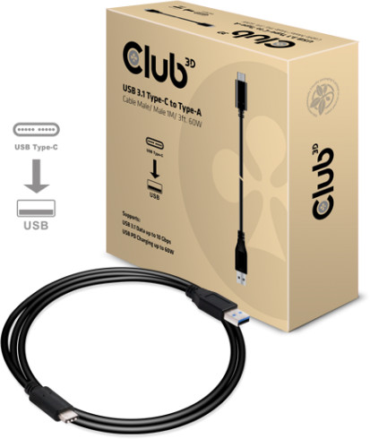 Club3D kabel USB 3.1 TYPE C na USB TYPE A, Power delivery, 1m_1833283526