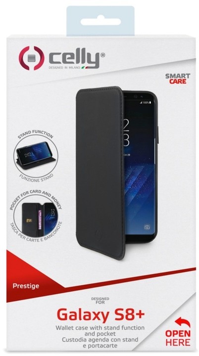 CELLY Prestige pouzdro typu kniha pro Samsung Galaxy S8 Plus, PU kůže, černé_1388520144