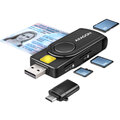 AXAGON CRE-SMP2A, USB-A PocketReader 4-slot čtečka Smart card (eObčanka) + SD/microSD/SIM_529861860
