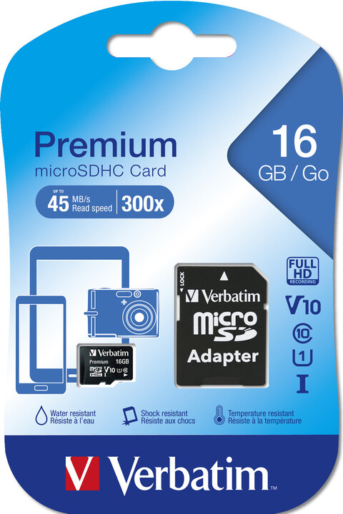 Verbatim MicroSDHC 16GB (Class 10) + SD adaptér_1555975553