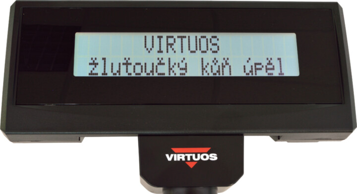 Virtuos FL-2024MW - LCD zákaznicky displej, 2x20, serial (RS-232), 12V, černá_1701319318