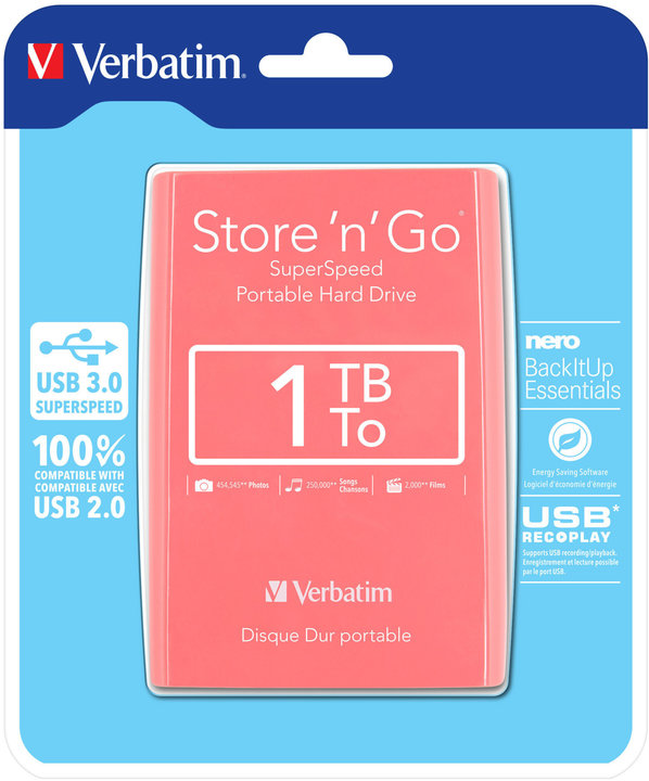 Verbatim Store&#39;n&#39;Go, USB 3.0 - 1TB, růžová_131901600