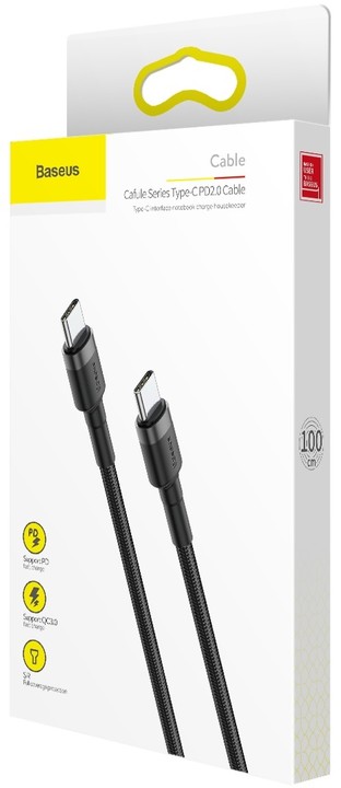 Baseus odolný kabel Series Type-C PD2.0 60W Flash Charge kabel (20V 3A) 2M, šedo/černá_1785868597