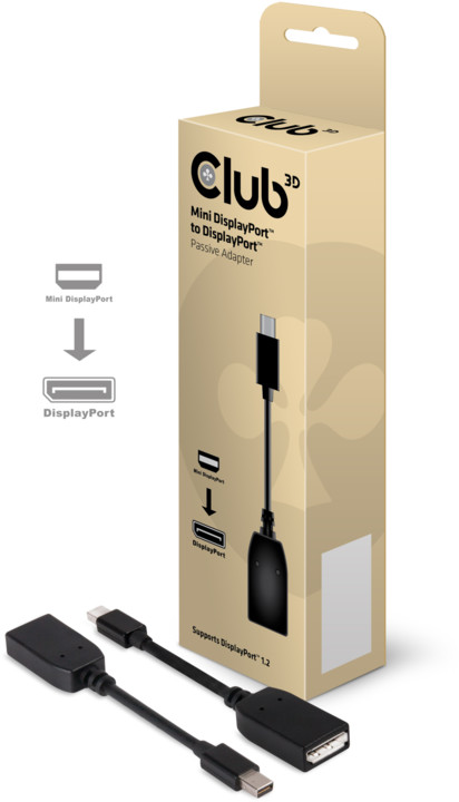 Club3D Mini DisplayPort 1.2a na DisplayPort 1.2a, pasivní adaptér, 13cm_1140805190