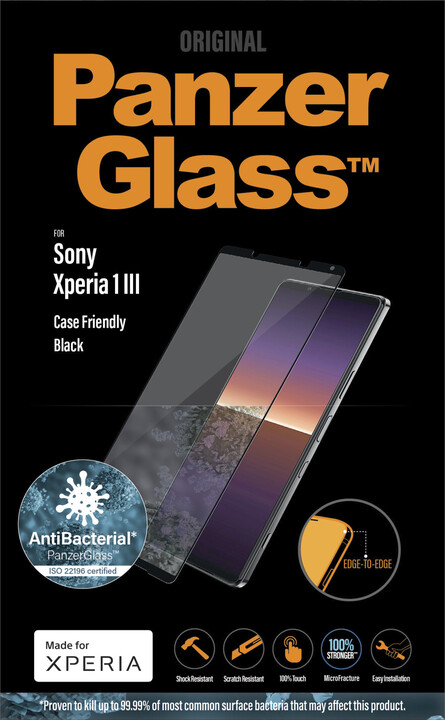 PanzerGlass ochranné sklo Edge-to-Edge pro Sony Xperia 1 III (2021), antibakteriální, čirá_1173944382