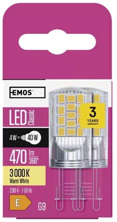 Emos LED žárovka Classic JC, 4W, G9, teplá bílá, 2ks_1251245417