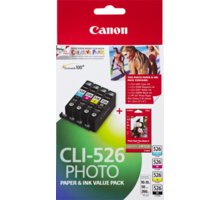 Canon CLI-526 Photo Value pack + 4x6 Photo Paper (PP-201 50sheets) O2 TV HBO a Sport Pack na dva měsíce
