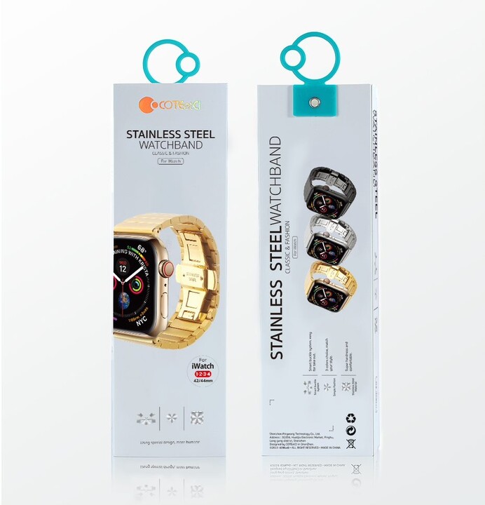 COTEetCI řemínek pro Apple Watch, kovový, 42/44/45 mm, stříbrná_796936797