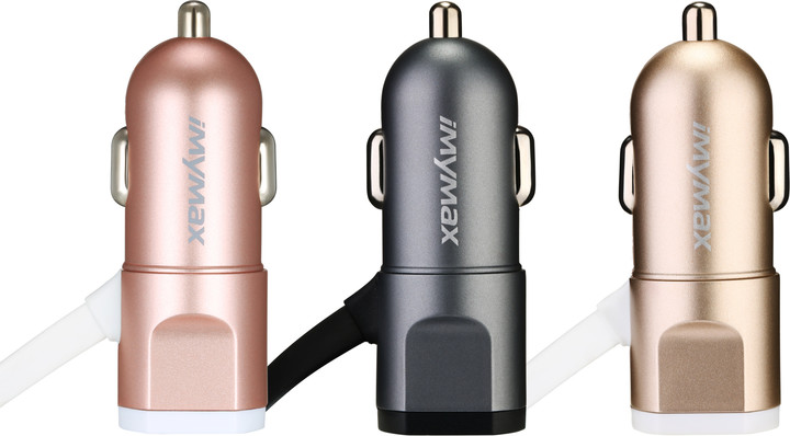 iMyMax Fast Charger Car Charger 3,4A, Micro USB/Lightning, šedá_950547933