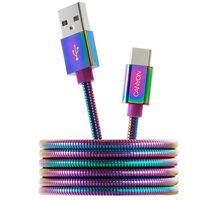 Canyon kabel Type C USB 2.0, output 5V/9V 2A, OD 3.8mm, kovový plášť, 1,2m, duhová_1293293906