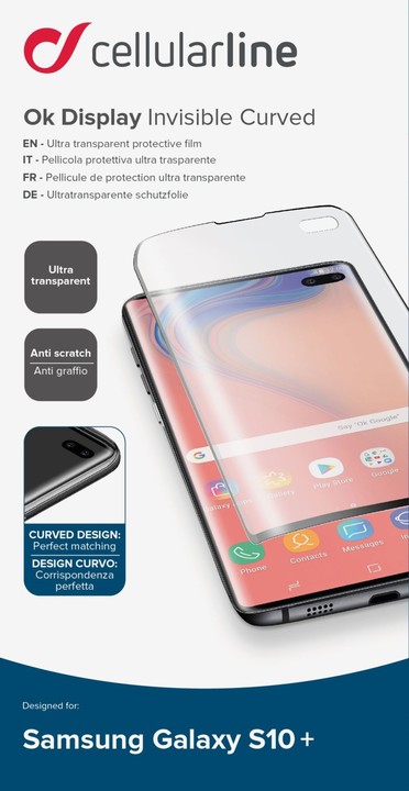 CellularLine fólie na displej pro Samsung G975 Galaxy S10+, lesklá
