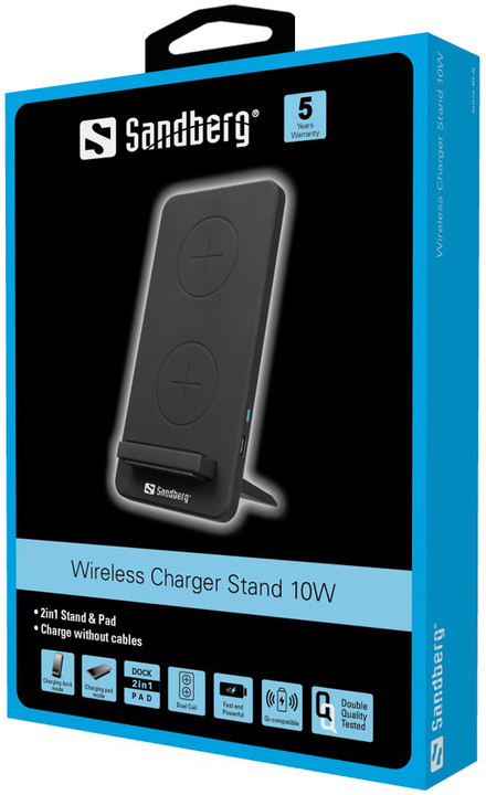 Sandberg bezdrátová nabíječka Qi, stojánek, Wireless Charger Stand 10W_204544167