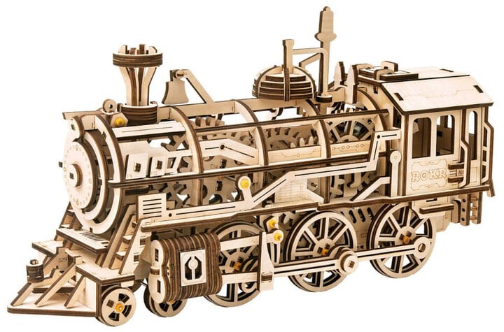 Stavebnice RoboTime - Parní lokomotiva, mechanická, dřevěná_1462942124