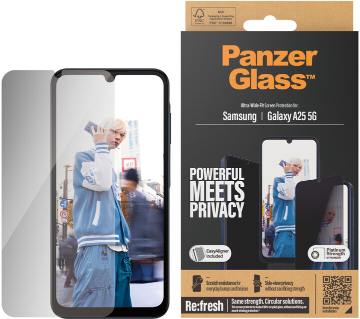 PanzerGlass ochranné sklo Privacy pro Samsung Galaxy A25 5G s instalačním rámečkem_842700103
