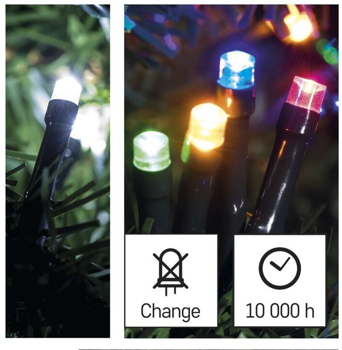 Emos LED vánoční řetěz 2v1, 10 m, venkovní i vnitřní, studená bílá/multicolor, programy_40126419