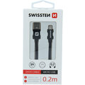 SWISSTEN datový kabel USB - microUSB, M/M, 3A, opletený, 0.2m, černá_368304918