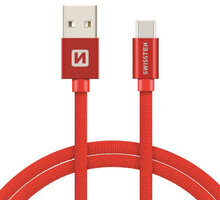 SWISSTEN textilní datový kabel USB 3.1 C/M - USB 2.0 A/M, 3m, červený_1939874030