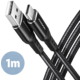 AXAGON kabel USB-C - USB-A, USB 2.0, 3A, ALU, opletený, 1m, černá_1317835352