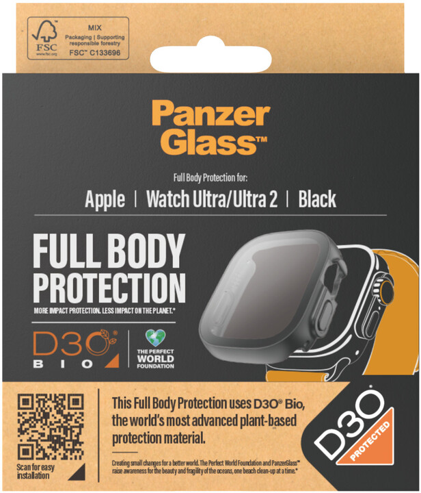 PanzerGlass ochranný kryt s D30 pro Apple Watch Ultra/Ultra 2, černá_2018274959