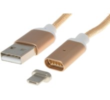 PremiumCord magnetický micro USB 2.0, A-B nabíjecí a datový kabel 1m, zlatá_1539454566