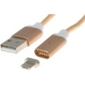 PremiumCord magnetický micro USB 2.0, A-B nabíjecí a datový kabel 1m, zlatá_1539454566