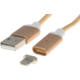 PremiumCord magnetický micro USB 2.0, A-B nabíjecí a datový kabel 1m, zlatá