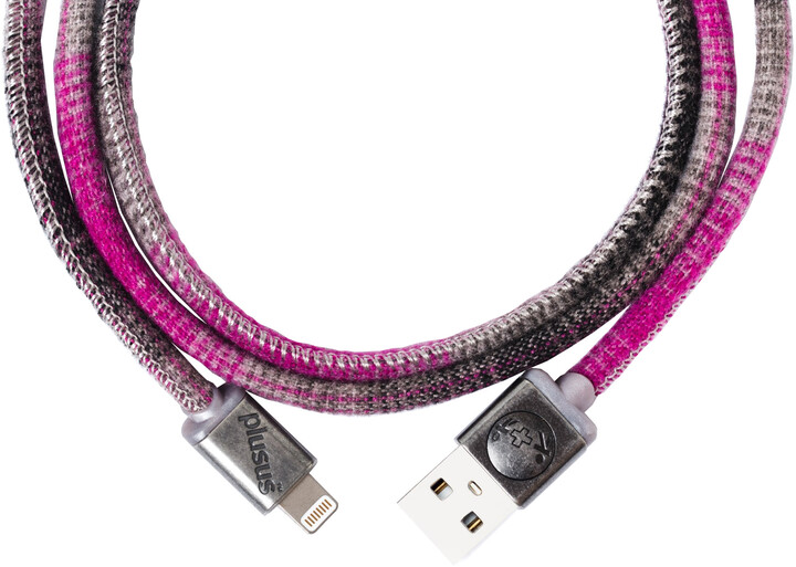 PlusUs LifeStar Premium Handcrafted USB Charge &amp; Sync cable (1m) Lightning - Pink_2097288918