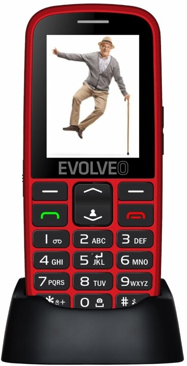 Evolveo EasyPhone EG s nabíjecím stojánkem, červená_1904790404
