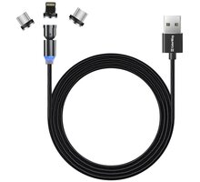 Colorway datový kabel 3v1 Lightning+MicroUSB+USB-C, magnetický, rotace 540°, 2.4A, 1m