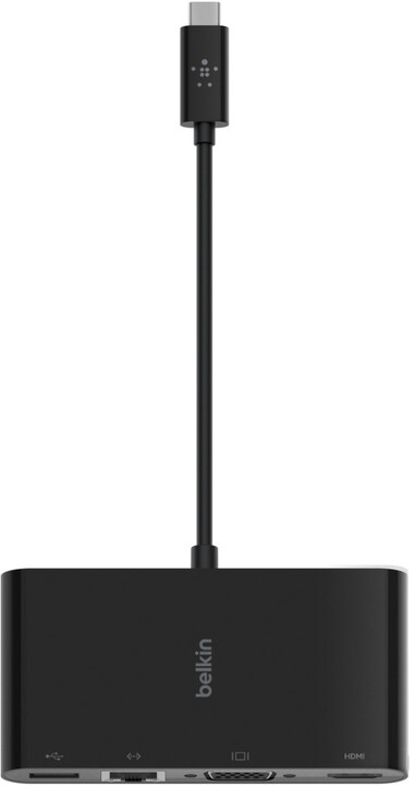 Belkin multimediální adaptér USB-C - USB-A 3.0, HDMI, VGA, RJ45, 4K@60Hz, černá_1525706717