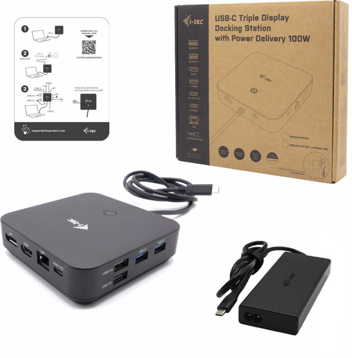 i-tec dokovací stanice USB-C, 3x Display, LAN, PD 100W + i-tec Universal Charger 112 W_1698467124