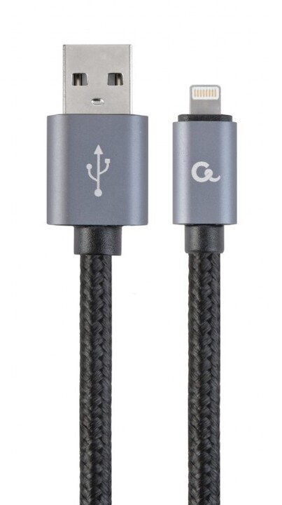 Gembird CABLEXPERT kabel USB 2.0 Lightning (IP5 a vyšší), opletený, 1,8m, černá