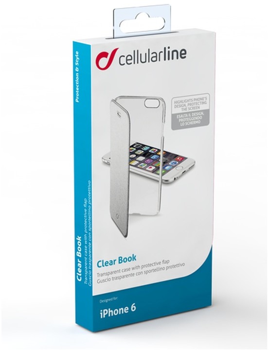 CellularLine průhledné pouzdro Clear Book pro Apple iPhone 6, stříbrná_1278683361