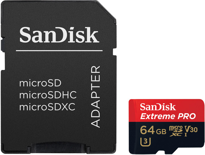 SanDisk Micro SDXC Extreme Pro 64GB 100MB/s A1 UHS-I U3 V30 + SD adaptér_1626672677