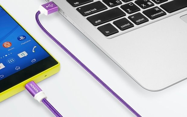 ADATA Micro USB kabel pletený, 1m, fialový_845126383