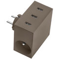 USBEPower HIDE Power Hub charger 3USB/2plugs, hnědošedá