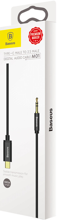 BASEUS kabel audio Yiven Series, USB-C - Jack 3.5mm, M/M, 1.2m, černá_1014398358