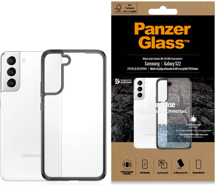 PanzerGlass ochranný kryt HardCase pro Samsung Galaxy S22, Crystal Black edition, černá_1343412142