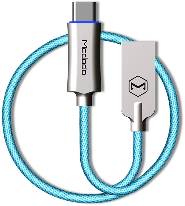 Mcdodo Knight rychlonabíjecí datový kabel USB-C s inteligentním vypnutím napájení, 1m, modrá_19619131
