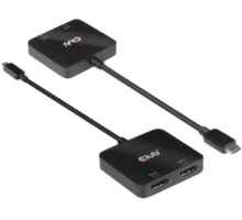 Club3D adaptér USB-C 3.2 - 2xHDMI 2.0, M/F, MST, 4K@60Hz, 21cm, černá