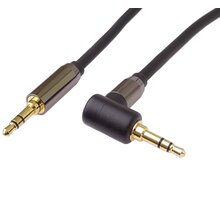 PremiumCord HQ stíněný kabel stereo Jack 3.5mm - Jack 3.5mm, zahnutý 90°, 3m kjqmm3-90