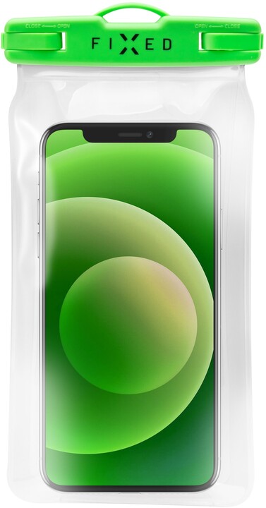 FIXED vodotěsné pouzdro Float pro mobilní telefony, univerzální, IPX8, zelená_1261901492