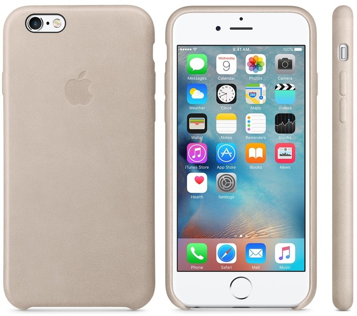 Apple iPhone 6s Leather Case, světle šedá_1825551361