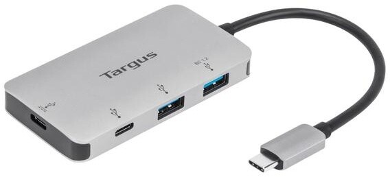 Targus hub USB-C - 2x USB, 2x USB-C, PD, 100W, stříbrná_1671687283
