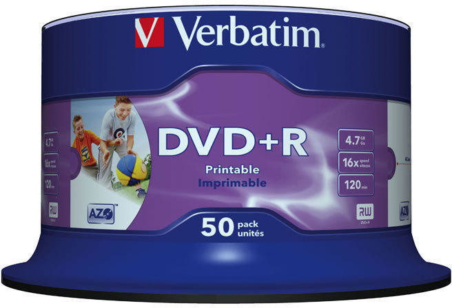 Verbatim DVD+R Printable (Inkjet) 16x 4,7GB spindl 50ks_301174978