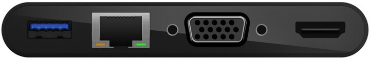 Belkin multimediální adaptér USB-C - USB-A 3.0, HDMI, VGA, RJ45, 4K@60Hz, černá_1519367295