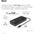 Club3D HUB USB-C 7v1, 2x HDMI, 2x USB-A Gen1, RJ45, 3.5mm jack, SD, PD 100W_582106239